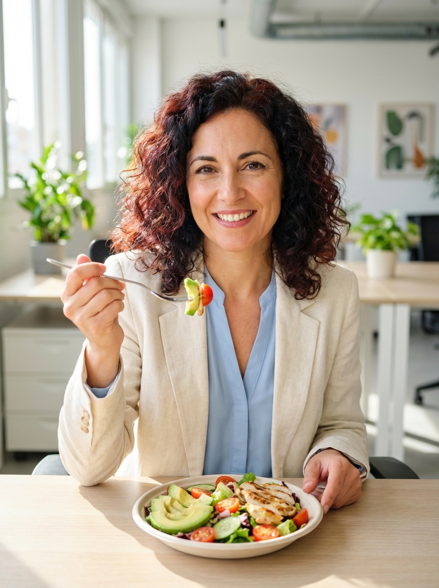 Empleada saludable en oficina